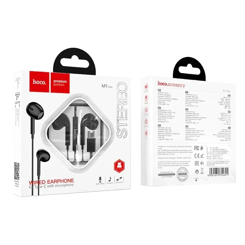 Hoco M1 Max Stereo BT V5 Type-C Wired Earphone with Microphone