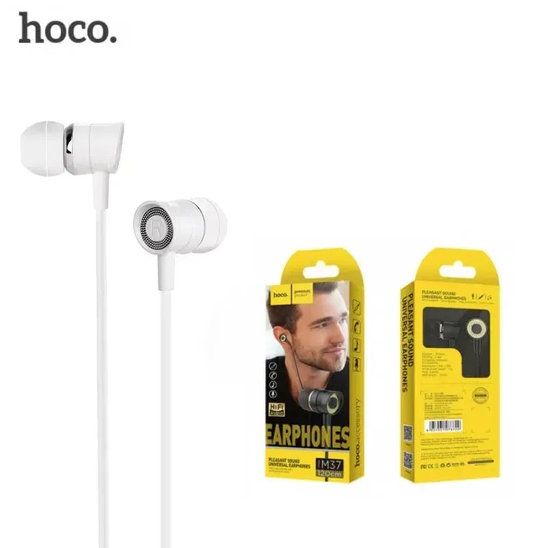 Hoco M37 Hi Fi sound Universal Wired Earphones With Microphone (White)