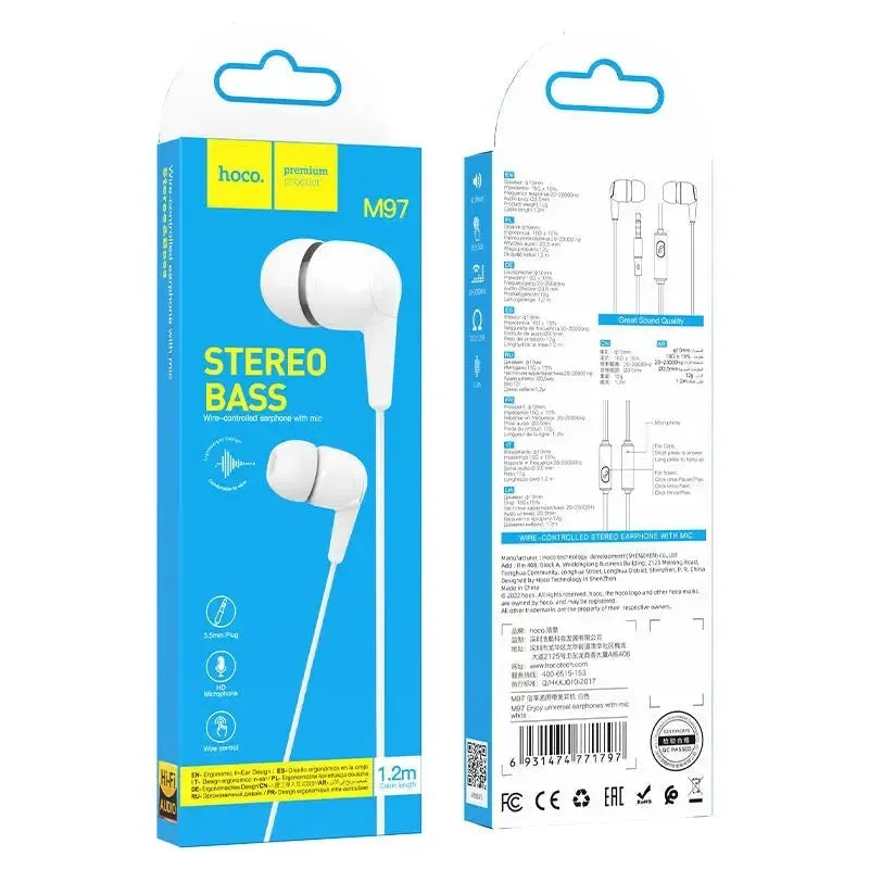 Hoco M97 Stereo Bass Universal Premium Headphones White