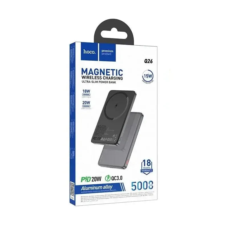 Hoco Q26 Joy PD20W Magnetic Magsafe Fast Charging Power Bank 5000mAh Grey