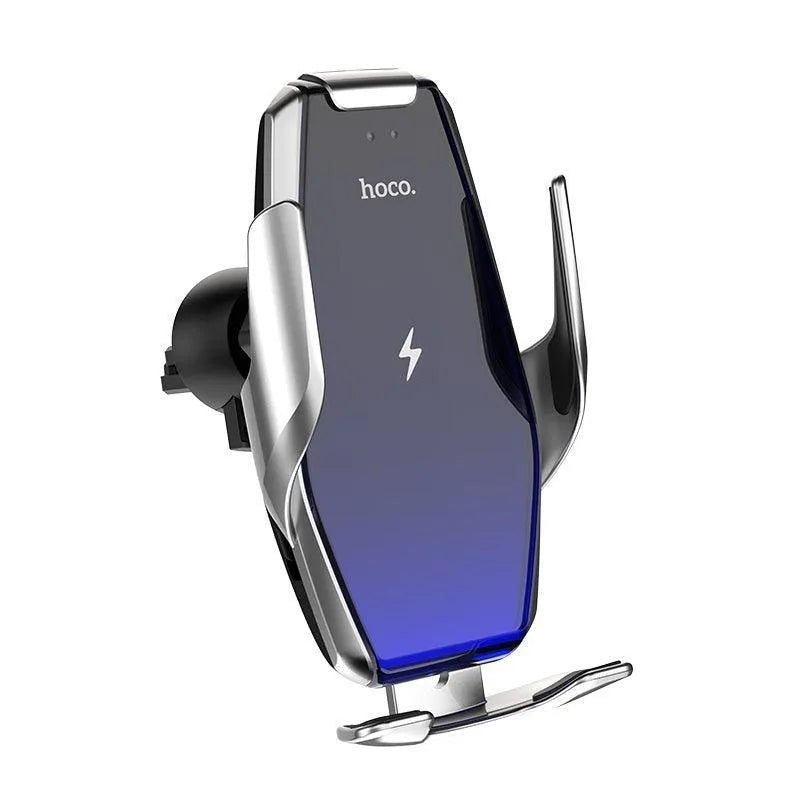 Hoco S14 Auto Induction Air Vent & Windshield Wireless Charging Phone Holder Set 15W Silver