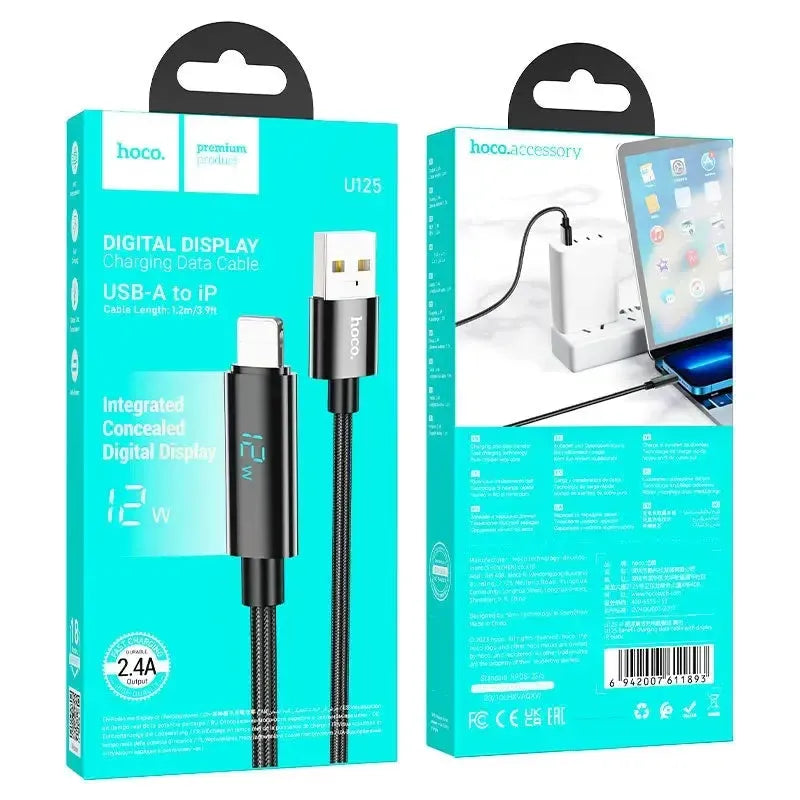 Hoco U125 Benefitital Display Nylon Braid Lightning Cable 5A
