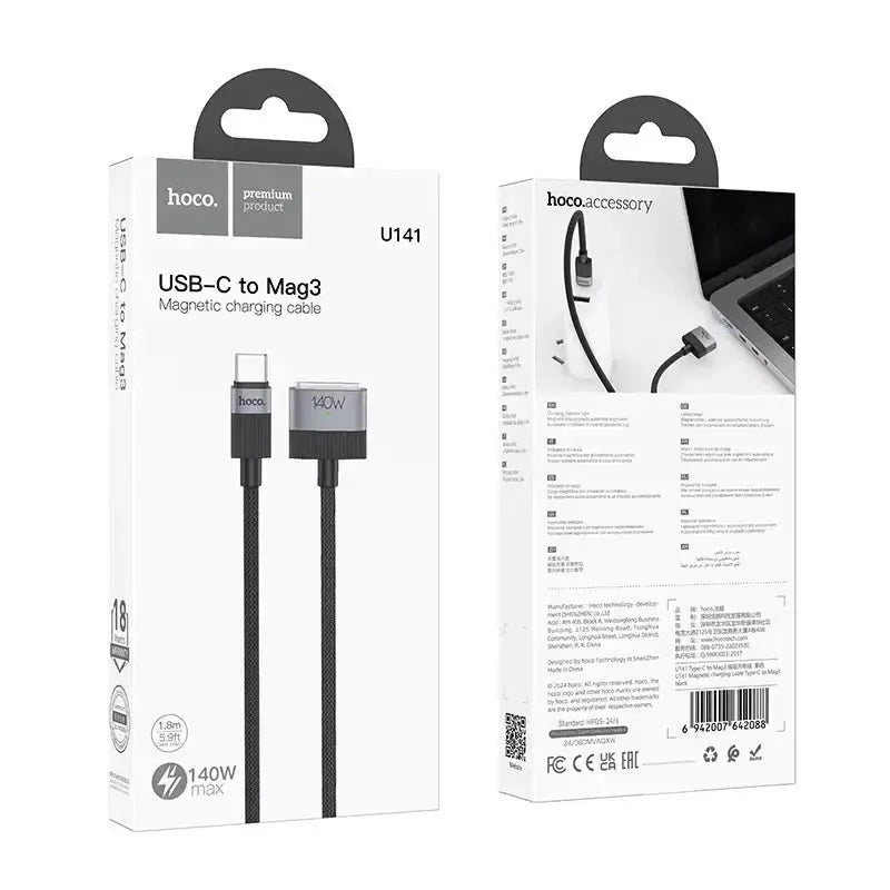 Hoco U141 Type-C To Magsafe 3 Magnetic Charging Cable 1.8M 140W Black