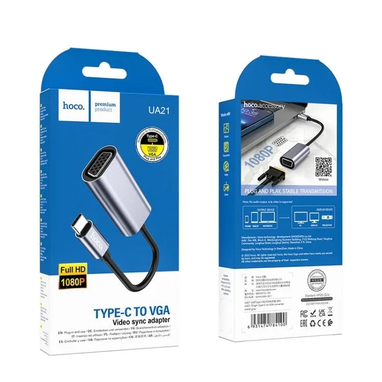 Hoco UA21 Type-C to VGA Cable Black