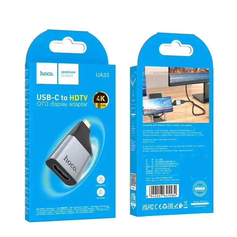 Hoco UA33 Type-C To HDTV Adapter Metal Grey