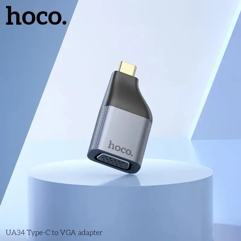 Hoco UA34 Type-C To VGA Adapter Metal Grey