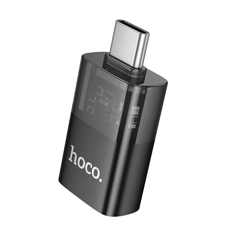 Hoco UA36B Type-C Male To USB Female OTG Transparent Adapter Black