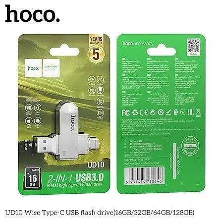 Hoco UD10 2 in 1 Type-C (USB) 3.0 Flash Drive 16GB Metal Grey