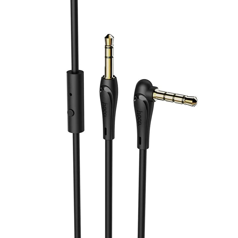 Hoco UPA15 Elbow Design AUX Cable With Single Button MIC 1m Black