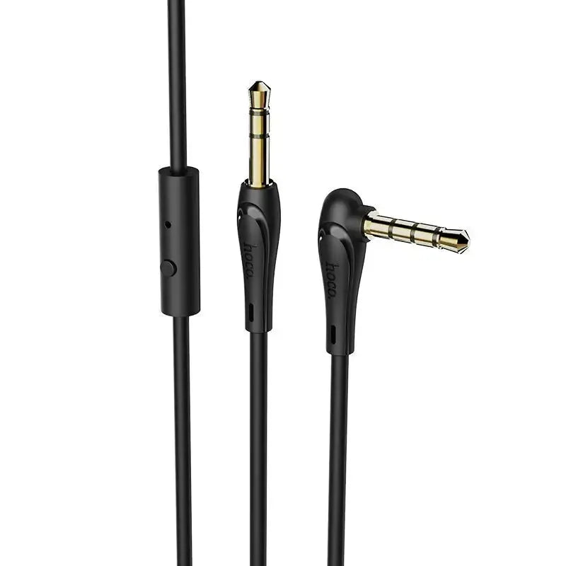Hoco UPA15 Elbow Design AUX Cable With Single Button MIC 1m Black