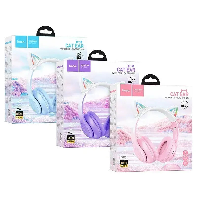Hoco W42 Cat Ear Double Shade BT Headphones Pink