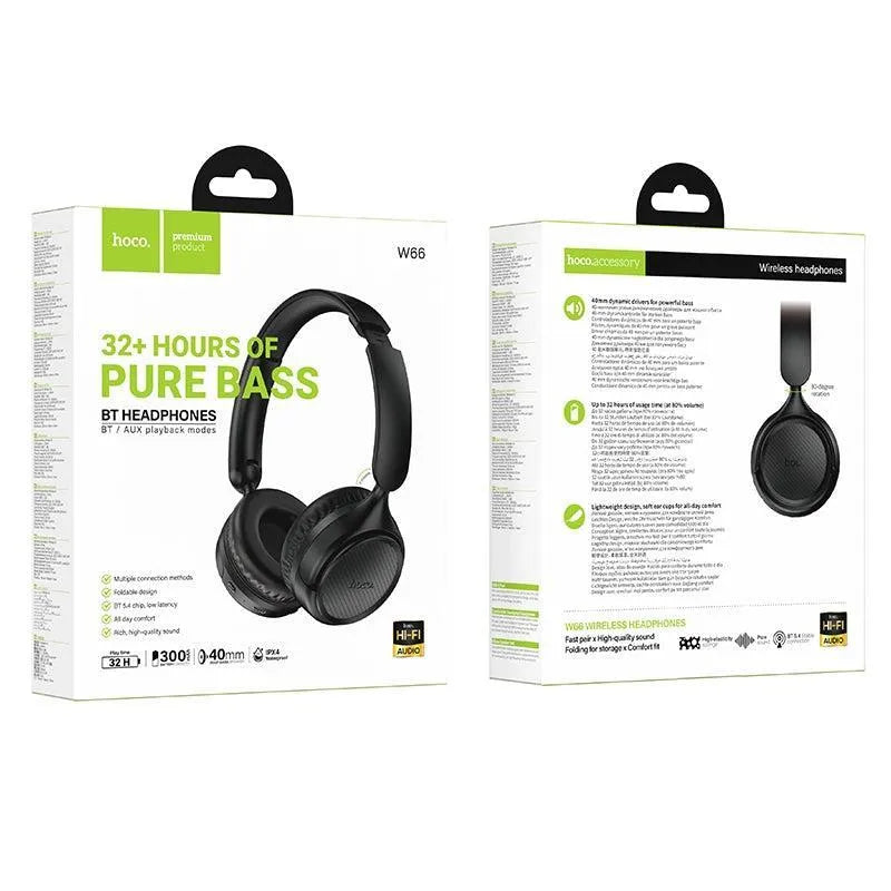 Hoco W66 Wave TF Card BT V5.4 Headphones 32H Black