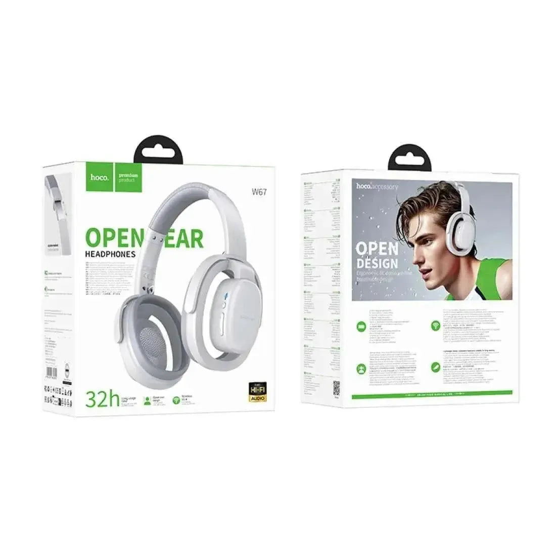 Hoco W67 New Design Rhyme Open BT Headphones Gray