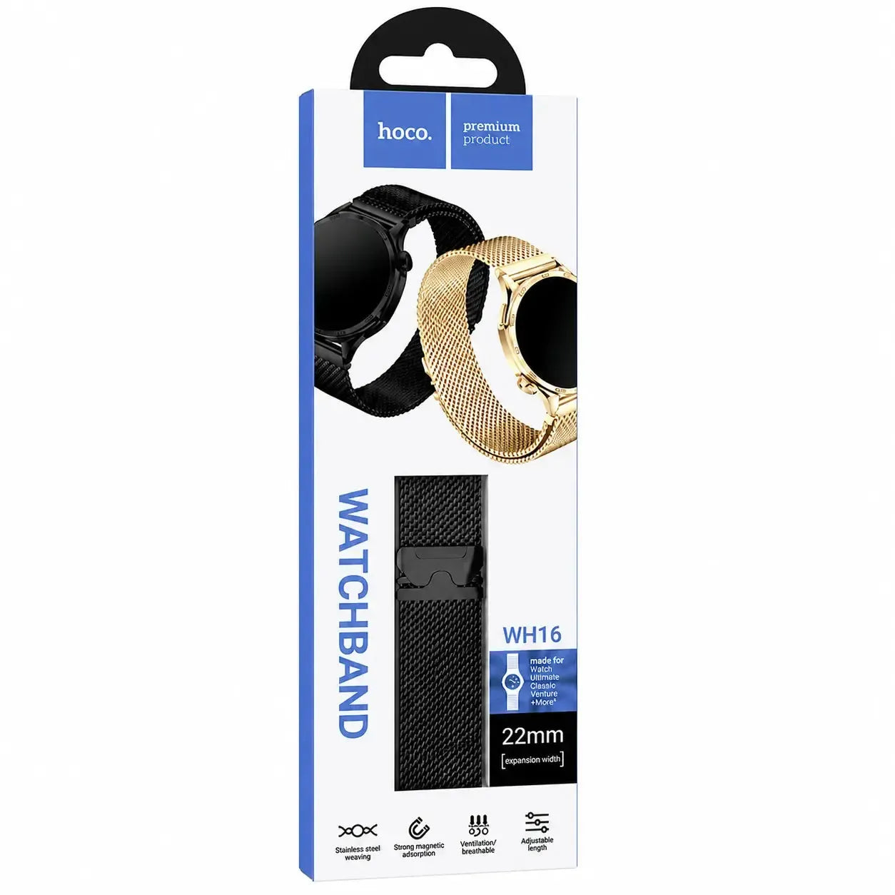 Hoco WH16 Precioso Series Magnetic Milanese Steel Strap 22mm Black