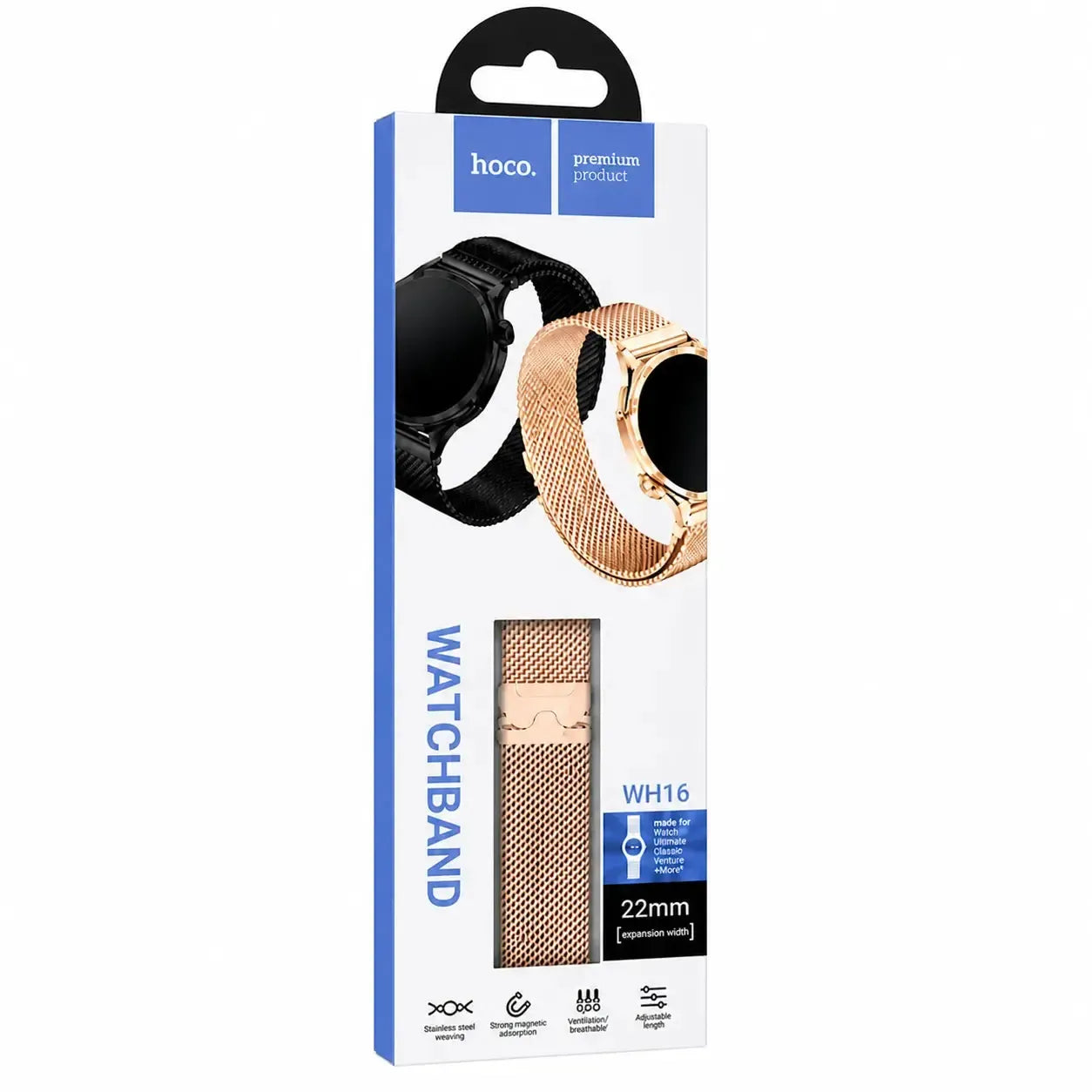 Hoco WH16 Precioso Series Magnetic Milanese Steel Strap 22mm Rose Gold