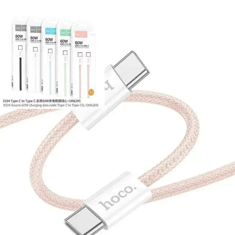 Hoco X104 Source 60W Charging Data Cable Type-C to Type-C L=2M Pink