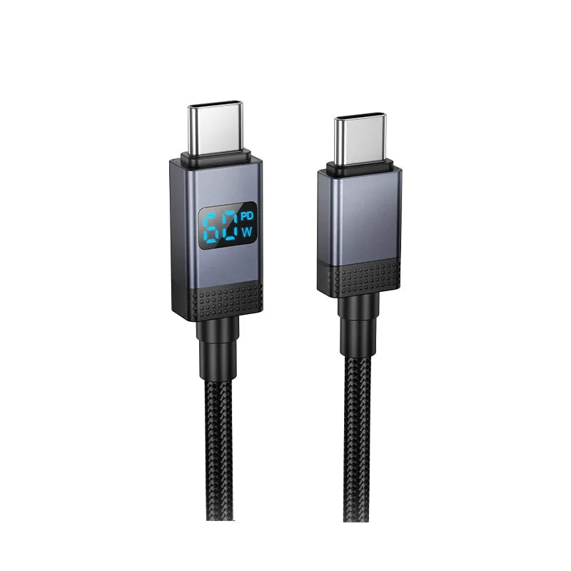 Hoco X118 Generous 60W Charging Cable With Display Type-C To C Black