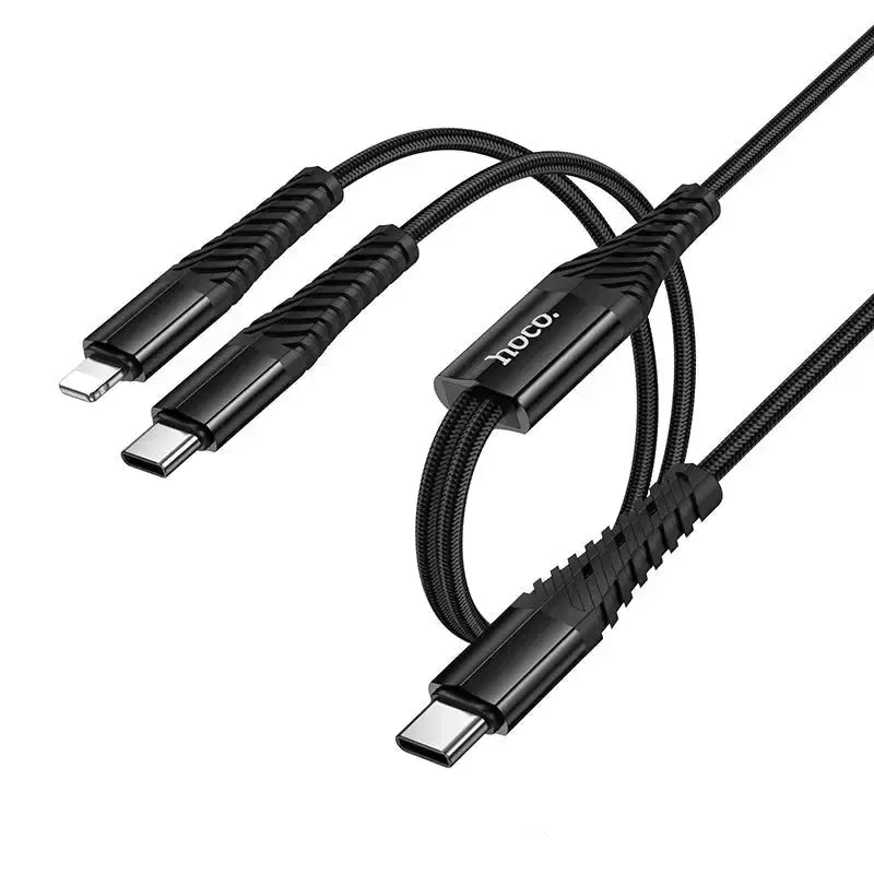 Hoco X123 Victory 2 In 1 Charging Cable C To iP And C Black