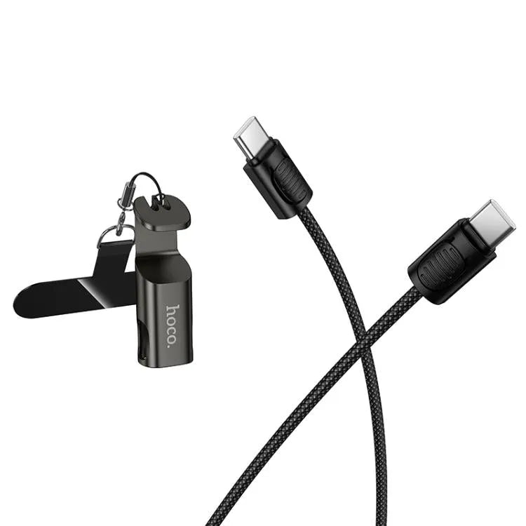 Hoco X126 3 In 1 PD30W Lanyard / Phone Holder Charging Cable Type C - iP L=0.35M Black