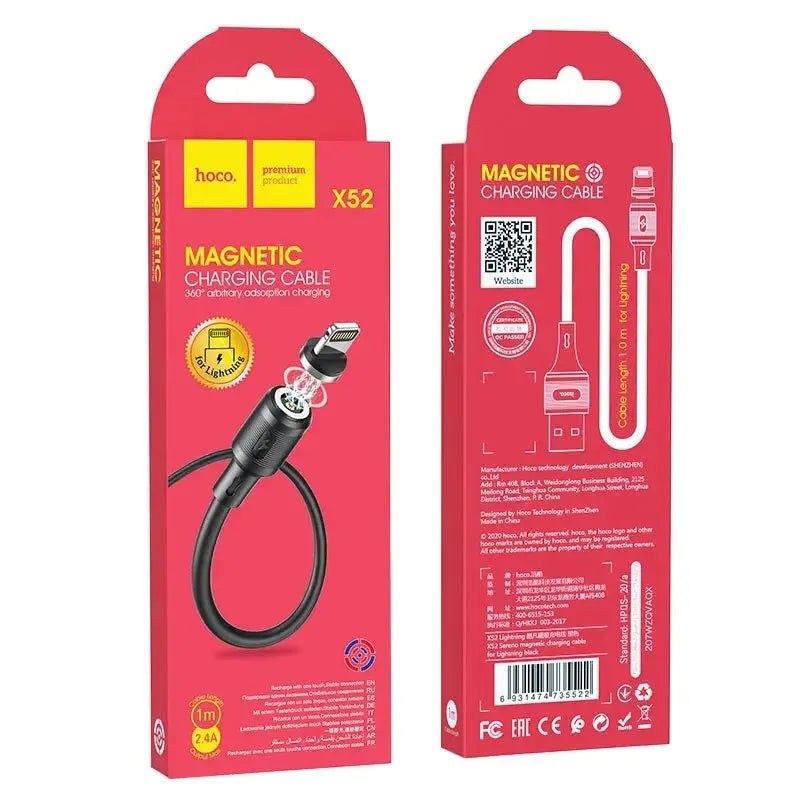 Hoco X52 Sereno Magnetic Lightning Charging Cable 1M Black