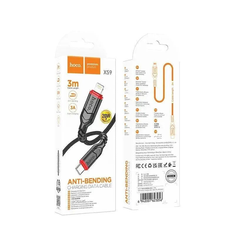 Hoco X59 Victory PD Type-C To Lightning Charging Cable 3M Black