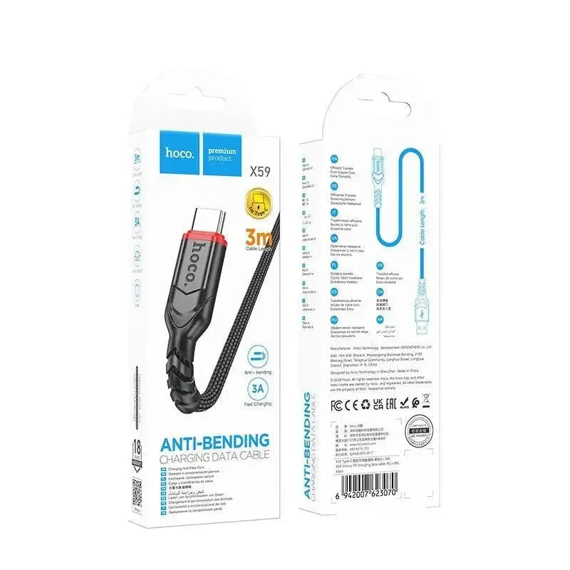 Hoco X59 Victory USB To Type-C Charging Cable 3M Black