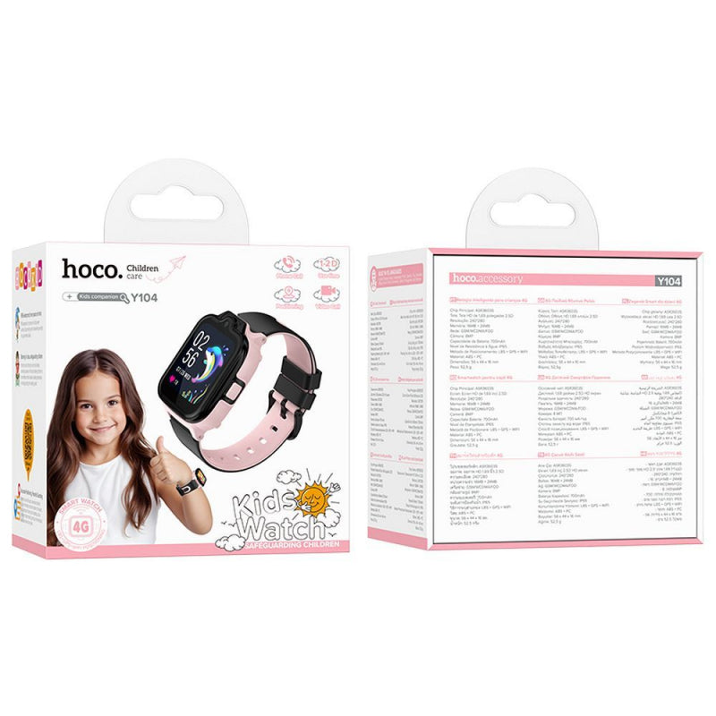Hoco Y104 4G Kids Camera Smart Watch Pink