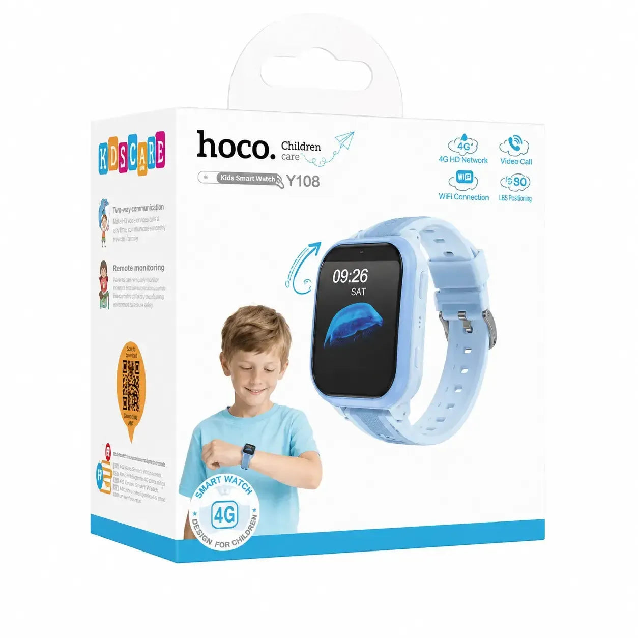 Hoco Y108 4G Kids Sim Card Smart Watch Blue
