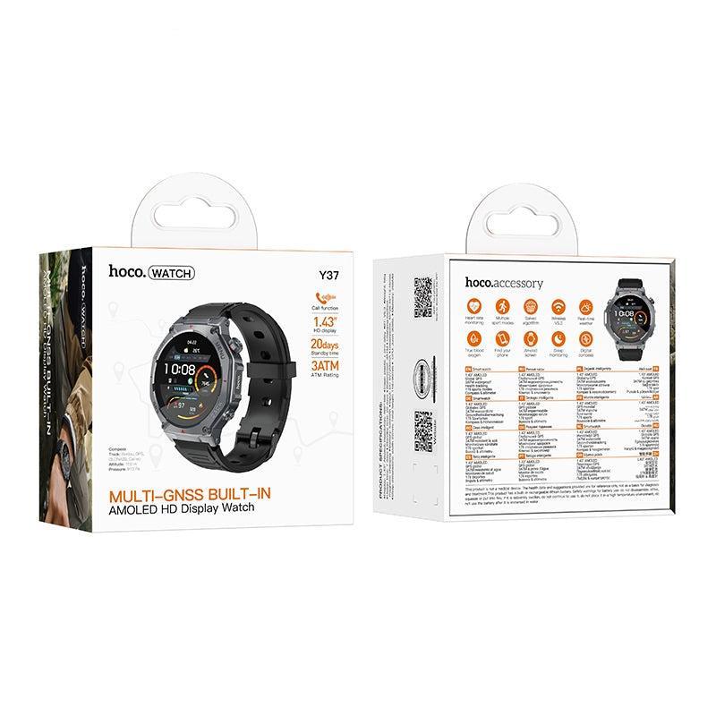 Hoco Y37 AMOLED Multi-GNSS Built-IN GPS Sports Watch Call Version Black