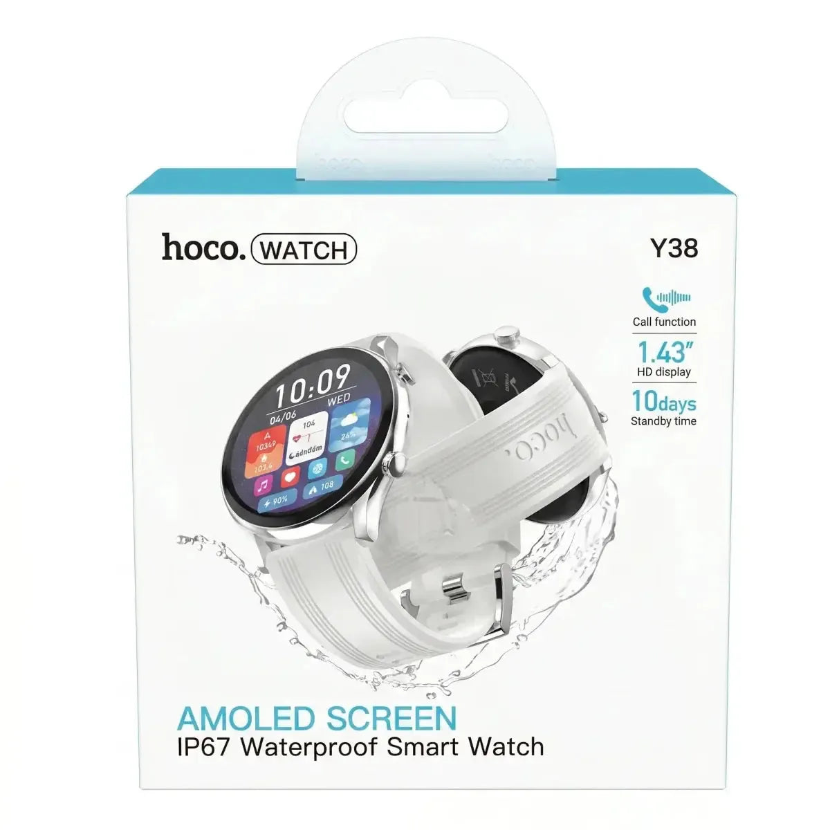 Hoco Y38 AMOLED Ultra Thin IP67 Smart Watch Call Version Silver