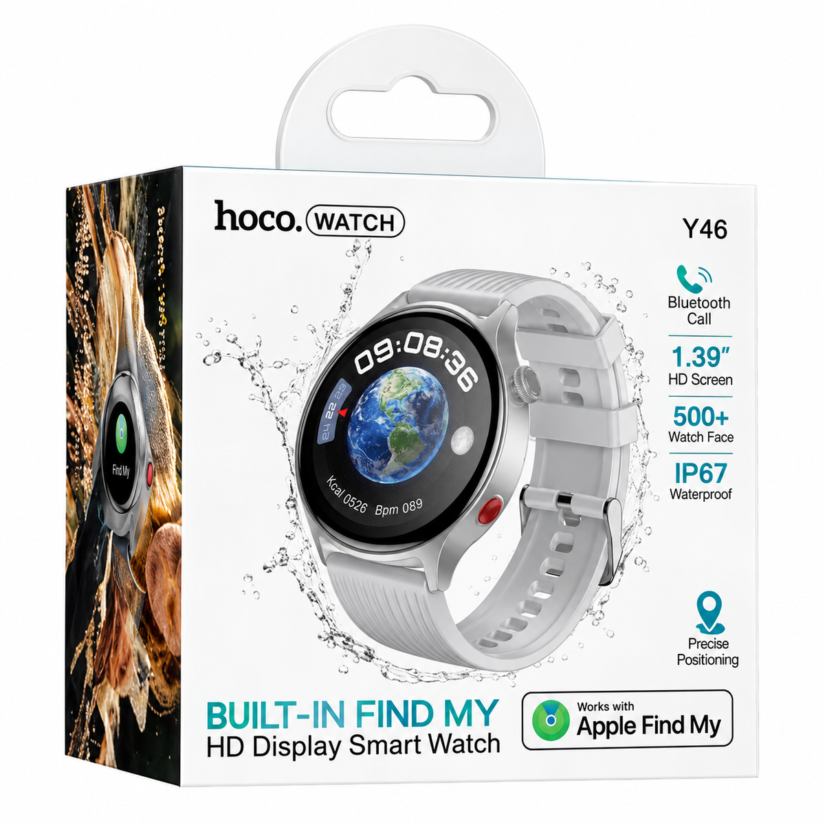 Hoco Y46 Built-In Apple Find My Bt Calling Smart Watch Silver
