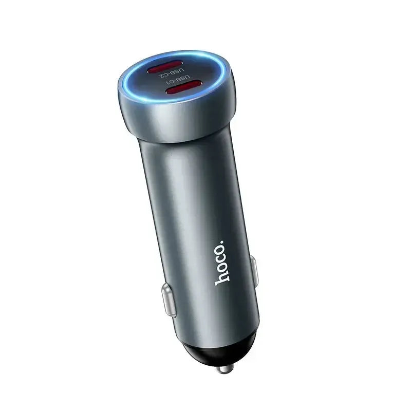 Hoco Z54B Prosperous PD60W 2 Type-C Car Charger Metal Gray
