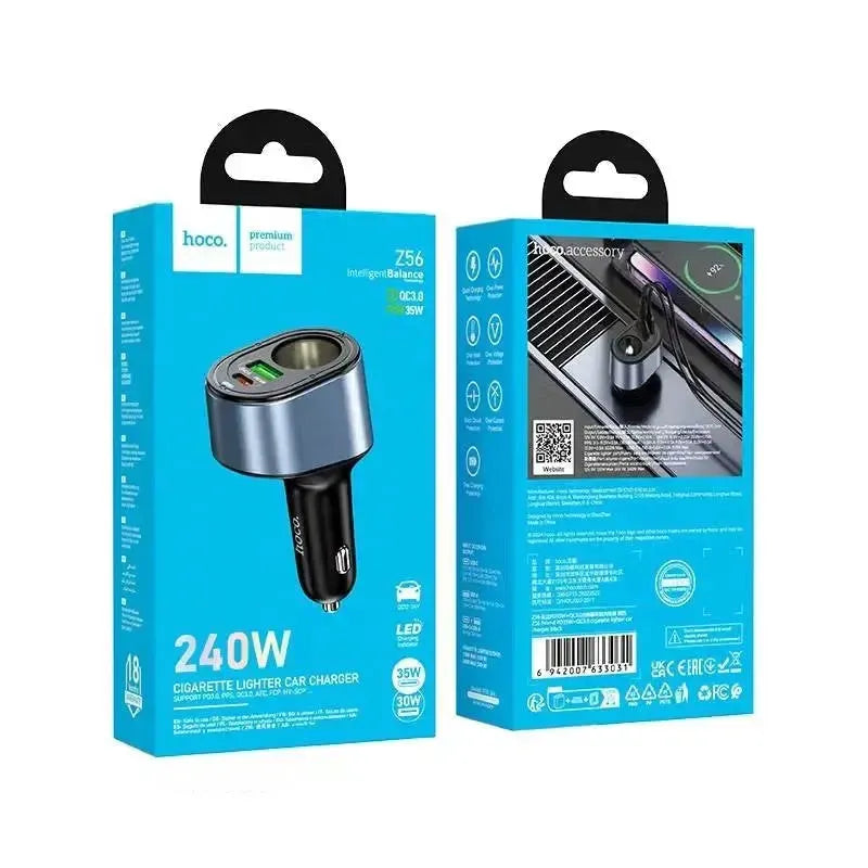 Hoco Z56 Friend PD35W+QC3.0 Cigarette Lighter Car Charger Black