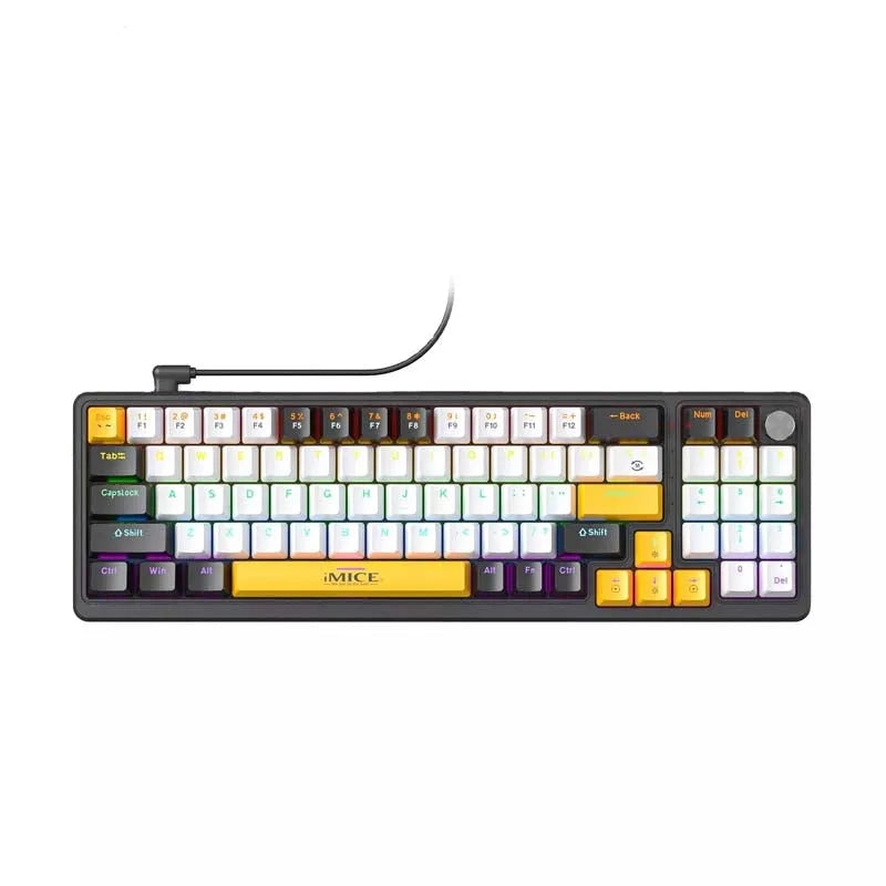 IMICE GK-100 77 Key RGB Mechanical Gaming USB-C Wired Keyboard White & Yellow