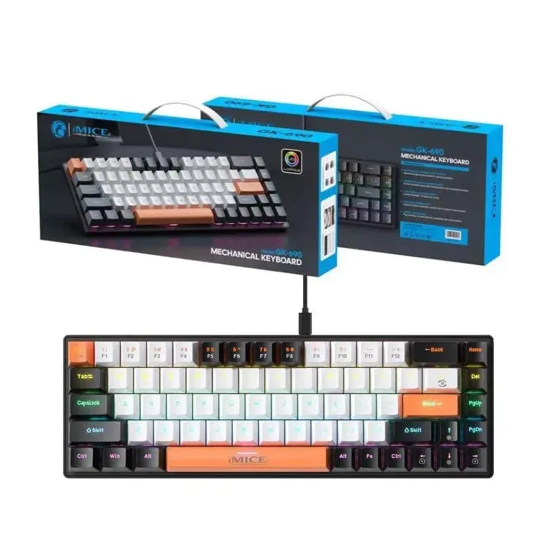 IMICE GK-690 Wired Mechanical Multi Colour Keyboard Black&White&Orange