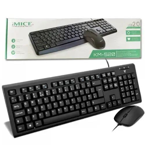 IMICE KM-520 High Performance USB Wired Keyboard & Mouse Black
