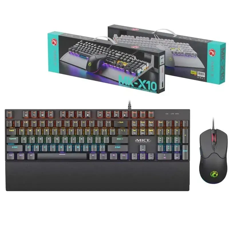 IMICE MK-X10 Wired Mechanical Keyboard Blue Switch And Mouse Set Black