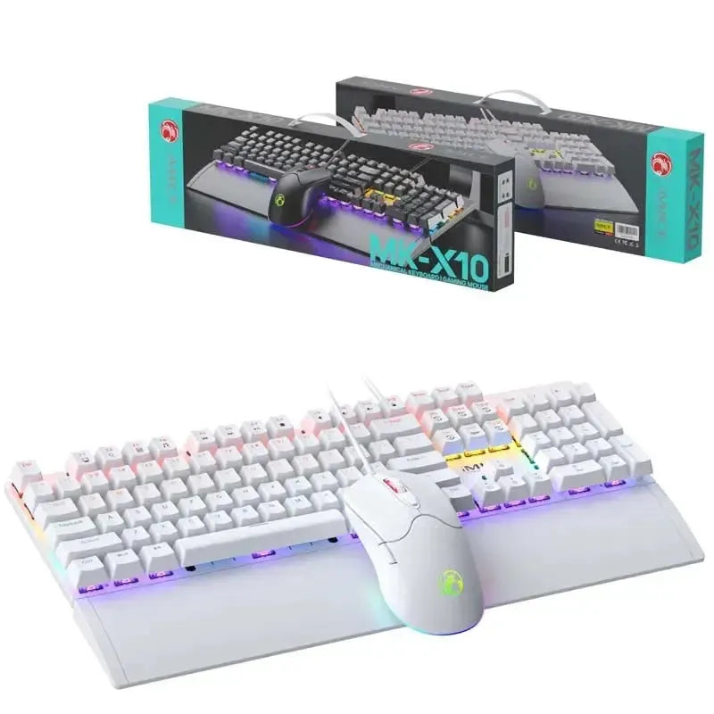IMICE MK-X10 Wired Mechanical Keyboard Blue Switch And Mouse Set White