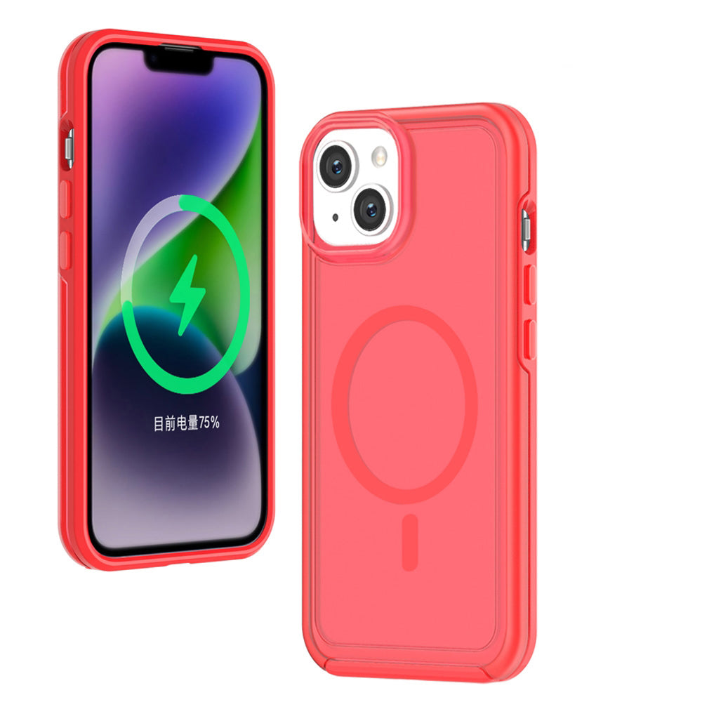 For Apple iPhone 14 Plus Magnetic Magsafe Symmetry Silicone Case Red-www.firsthelptech.ie