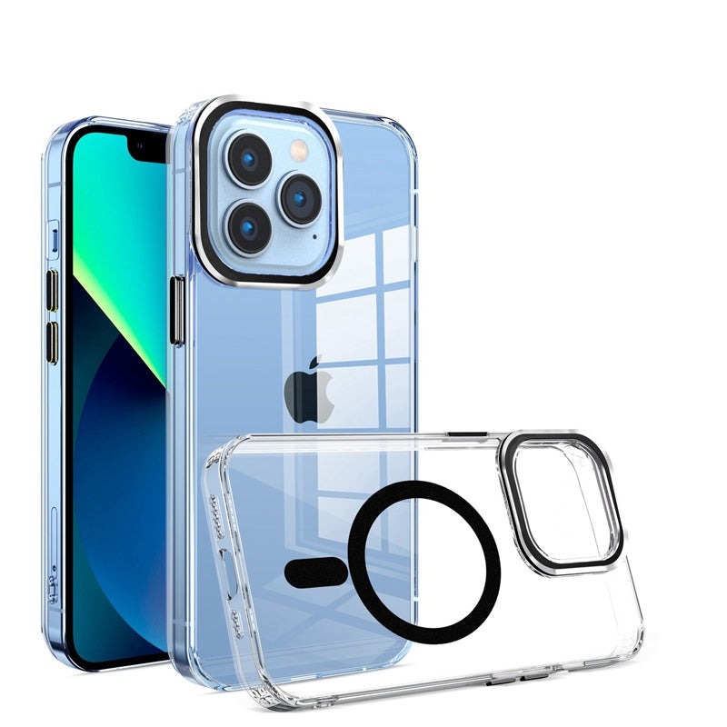 For Apple iPhone 14 Plus Magsafe Magnetic Case Transparent Black-www.firsthelptech.ie