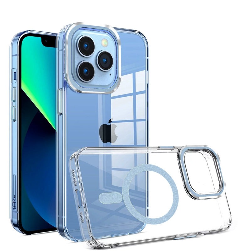 For Apple iPhone 14 Plus Magsafe Magnetic Case Transparent Blue-www.firsthelptech.ie