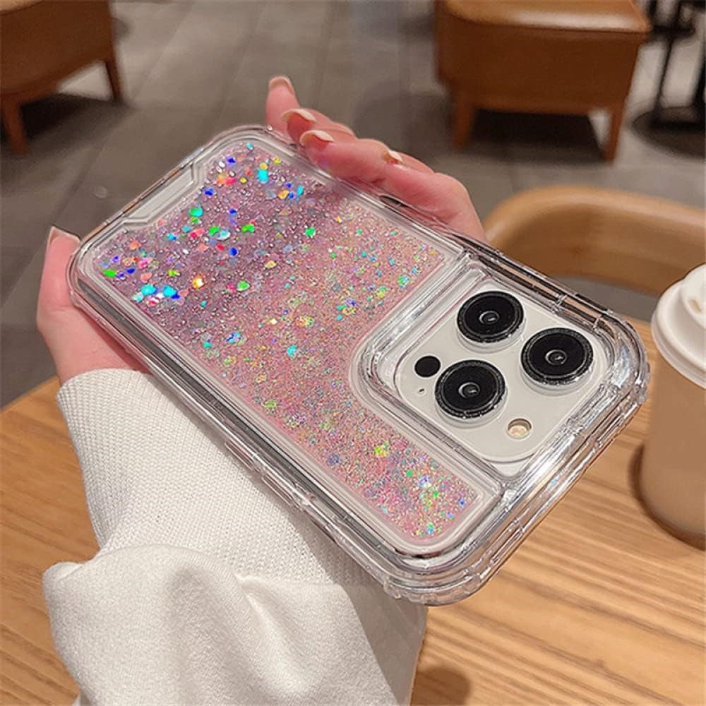 For Apple iPhone 14 Pro Gradient Glitter Transparent Case Peach-www.firsthelptech.ie