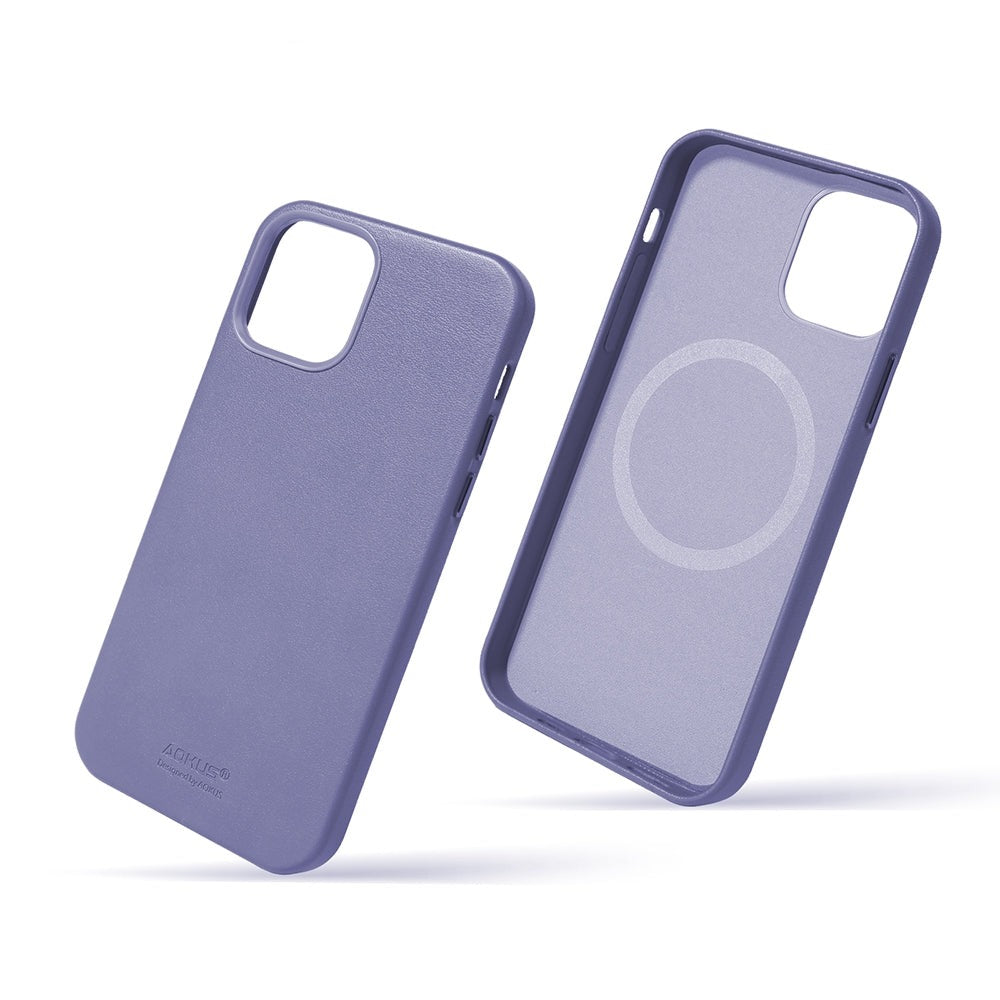 For Apple iPhone 15 Plus Aokus Magsafe Magnetic Leather Case Sky Blue-www.firsthelptech.ie