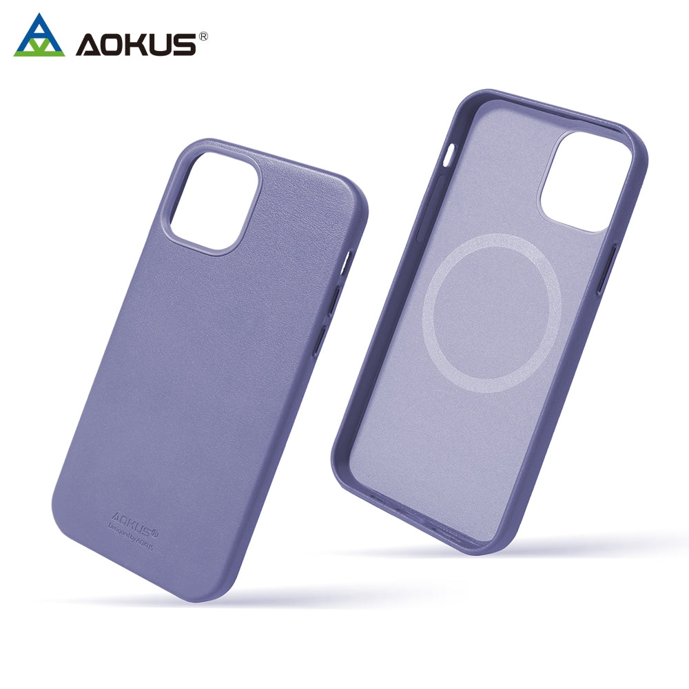 For Apple iPhone 15 Pro Aokus Magsafe Magnetic Leather Case Sky Blue-www.firsthelptech.ie