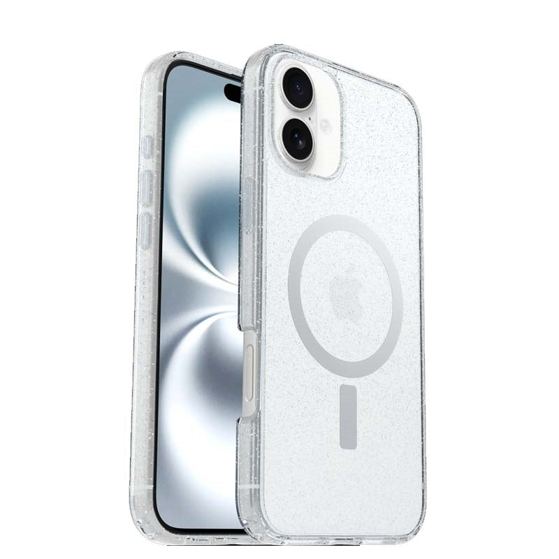 For Apple iPhone 16 HeavyDuty Symmetry Magsafe Magnetic Case Glitter Clear