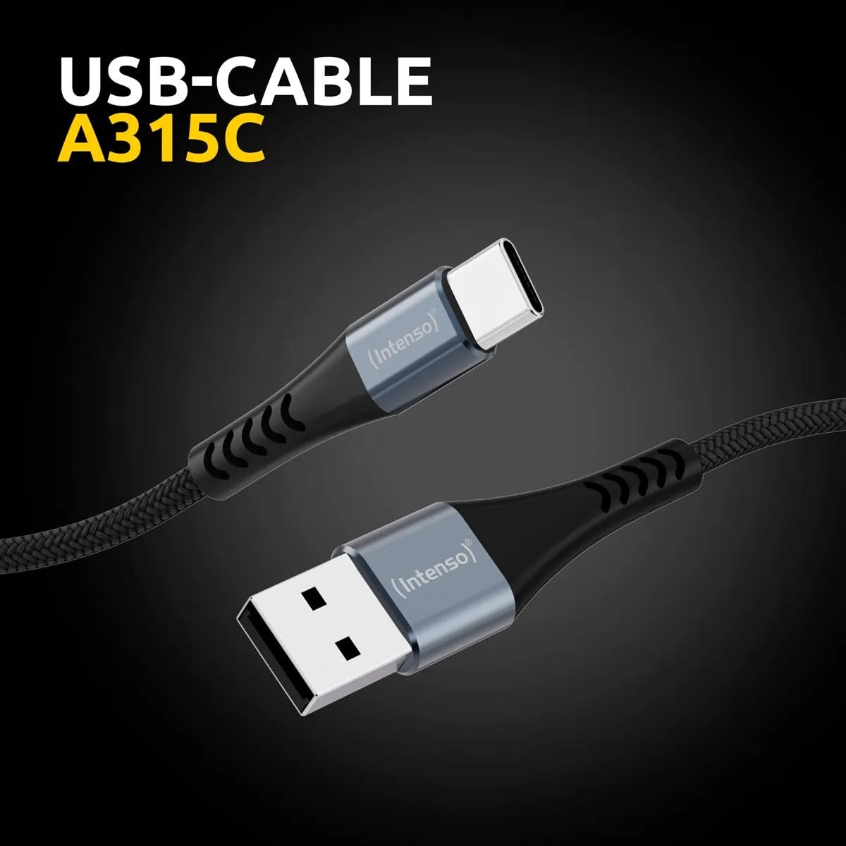 Intenso A315C Nylon Braided USB To C Cable 1.5m 60W Black