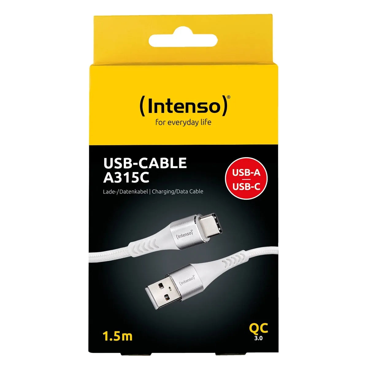 Intenso A315C Nylon Braided USB To C Cable 1.5m 60W White