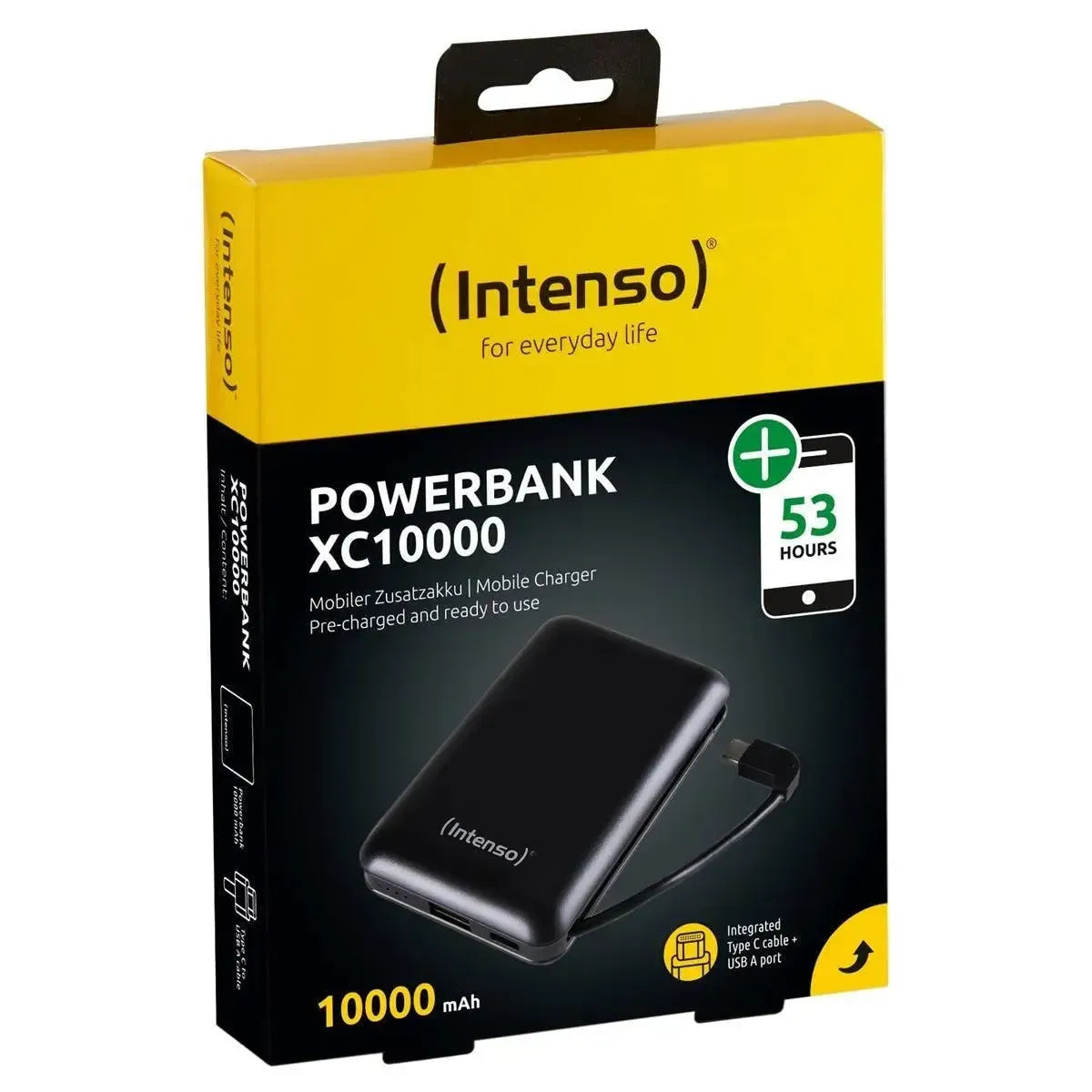 Intenso XC10000 15W Built In Type-C Power Bank 10000 mAh Black