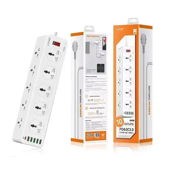 LDNIO SC10610 Power Strip Universal 10Port+5 USB & 1 C Uk Plug