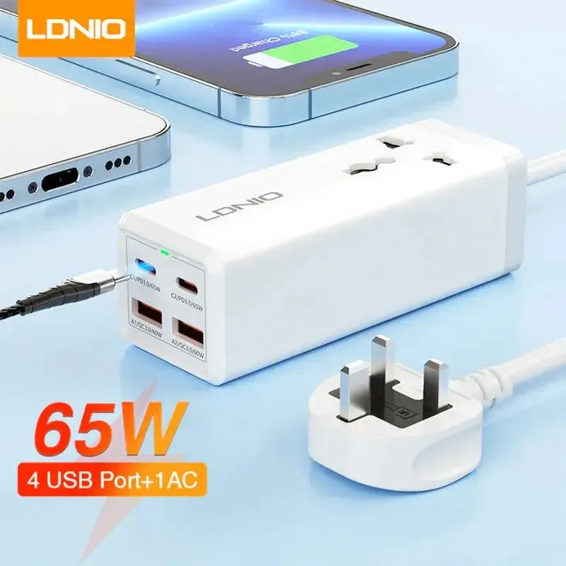 LDNIO SC1418 Multi-functional 4 Port + AC Extension Power Strip 65W